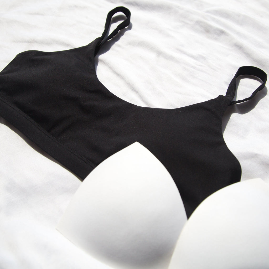 apricotton artemis sports bra front laid out