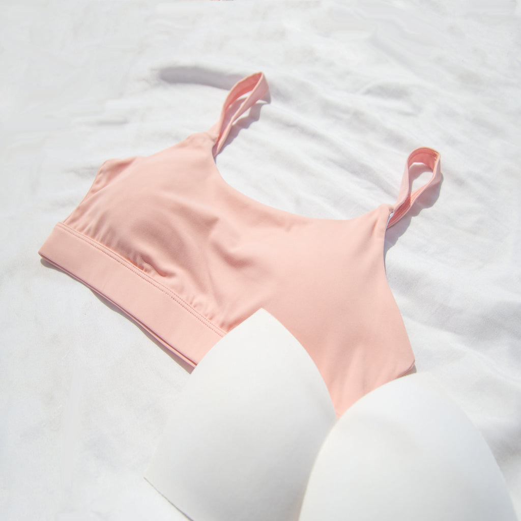 apricotton perfect sports bra front laid out